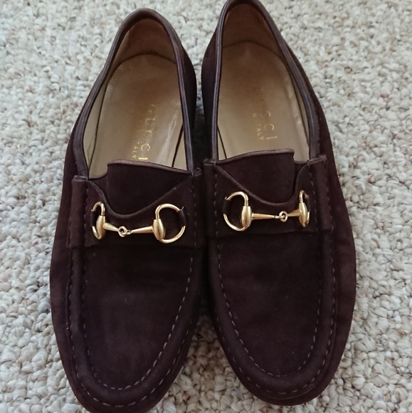 Vintage Gucci Brown Suede Loafers 